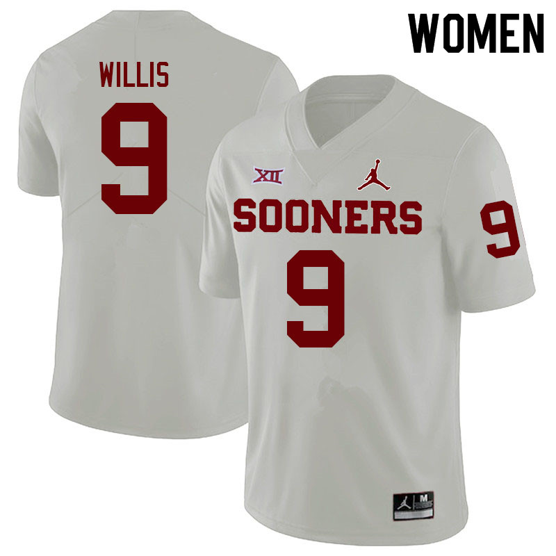 Women #9 Brayden Willis Oklahoma Sooners College Football Jerseys Sale-White - Click Image to Close